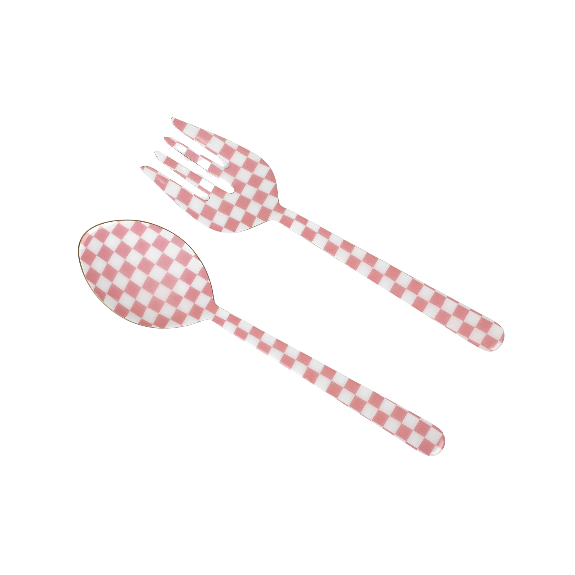 Pink Enamel Salad Server (Set of 2) - 11 x 2.5 Inches