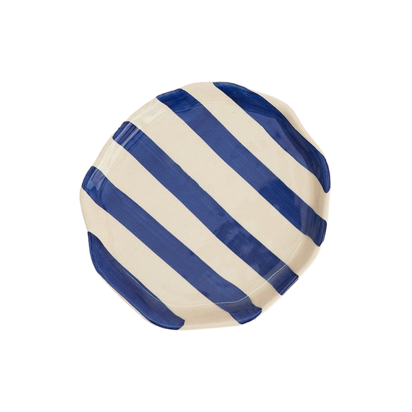 Ceramic Blue Stripe Plate, 6.3x6.3 Inches (Set of 4)