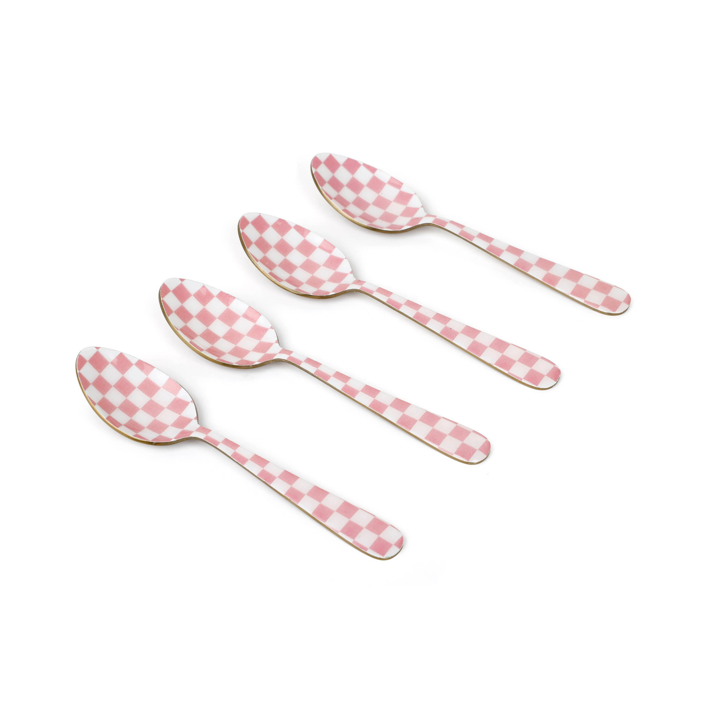 Pink Enamel Spoon Set – (Set of 4) , 5.4 x 1 Inches