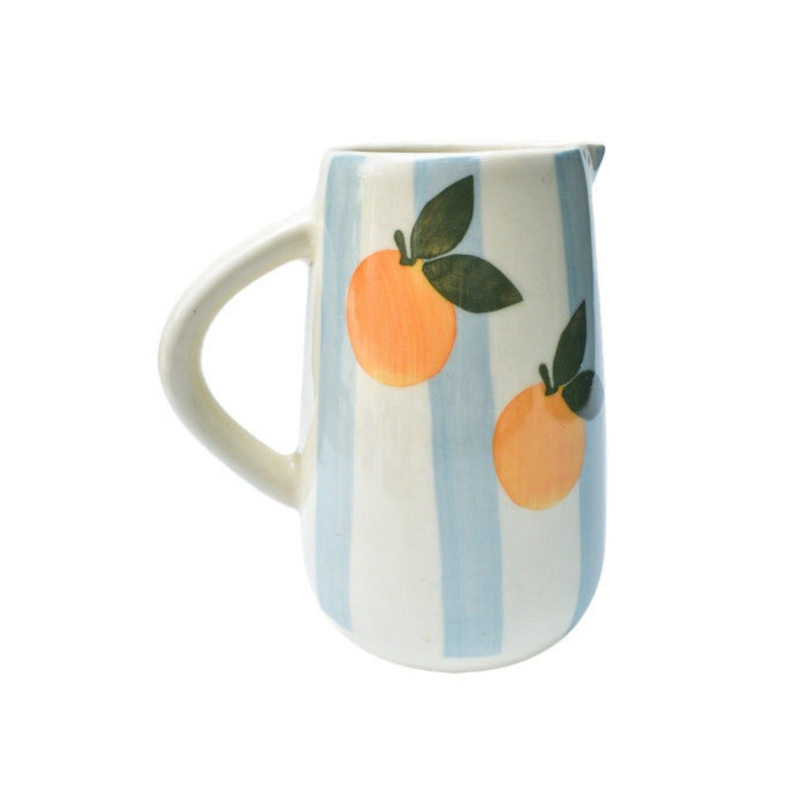 Blue Striped Orange Ceramic Pitcher , 8 x 3.5 Inches (Set of 2)