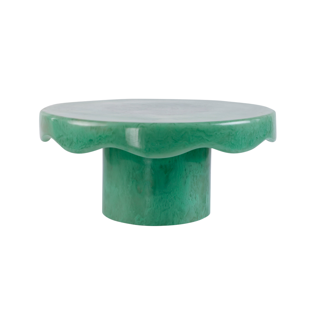Scallop Resin Cake stand, Green- 9.5x4.5 Inches