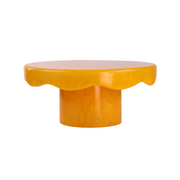 Scallop Handmade Resin Cake stand, Mustard - 9.5x4.5 Inches