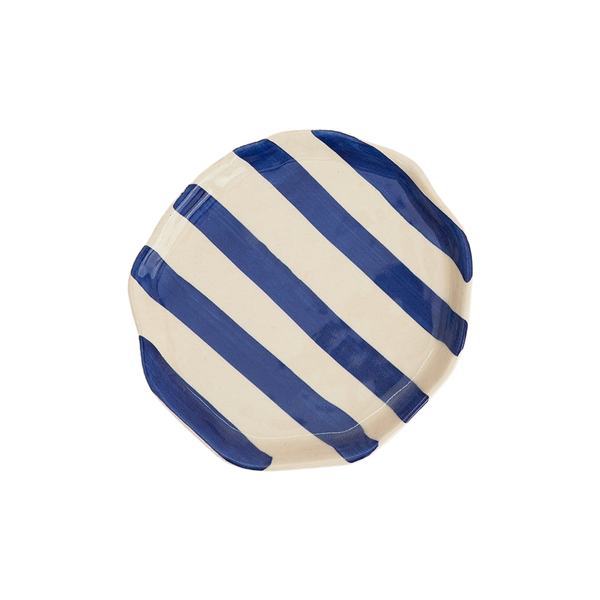 Ceramic Blue Stripe Plate, 6.3x6.3 Inches (Set of 4)