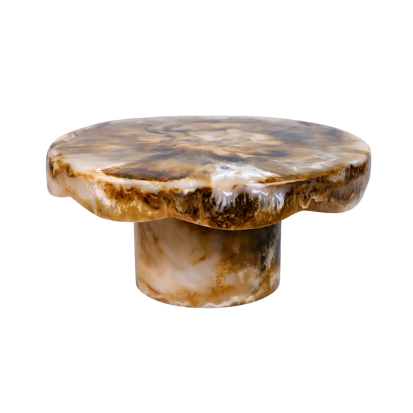 Scallop Resin Cake Stand, Brown  - 9.5x4.5 Inches