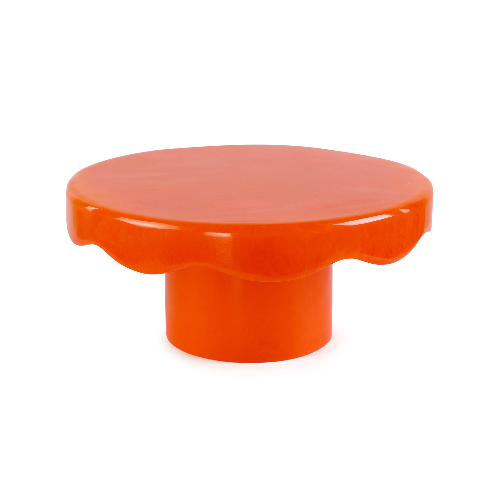 Scallop Resin Cake Stand, Orange - 9.5x4.5 Inches