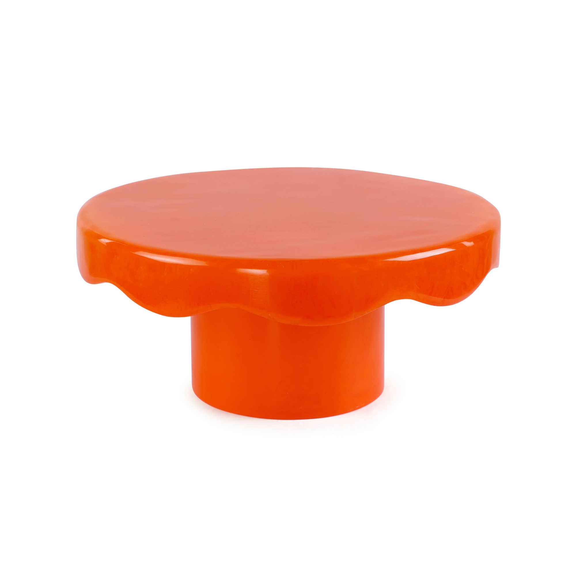 Scallop Resin Cake Stand, Orange - 9.5x4.5 Inches