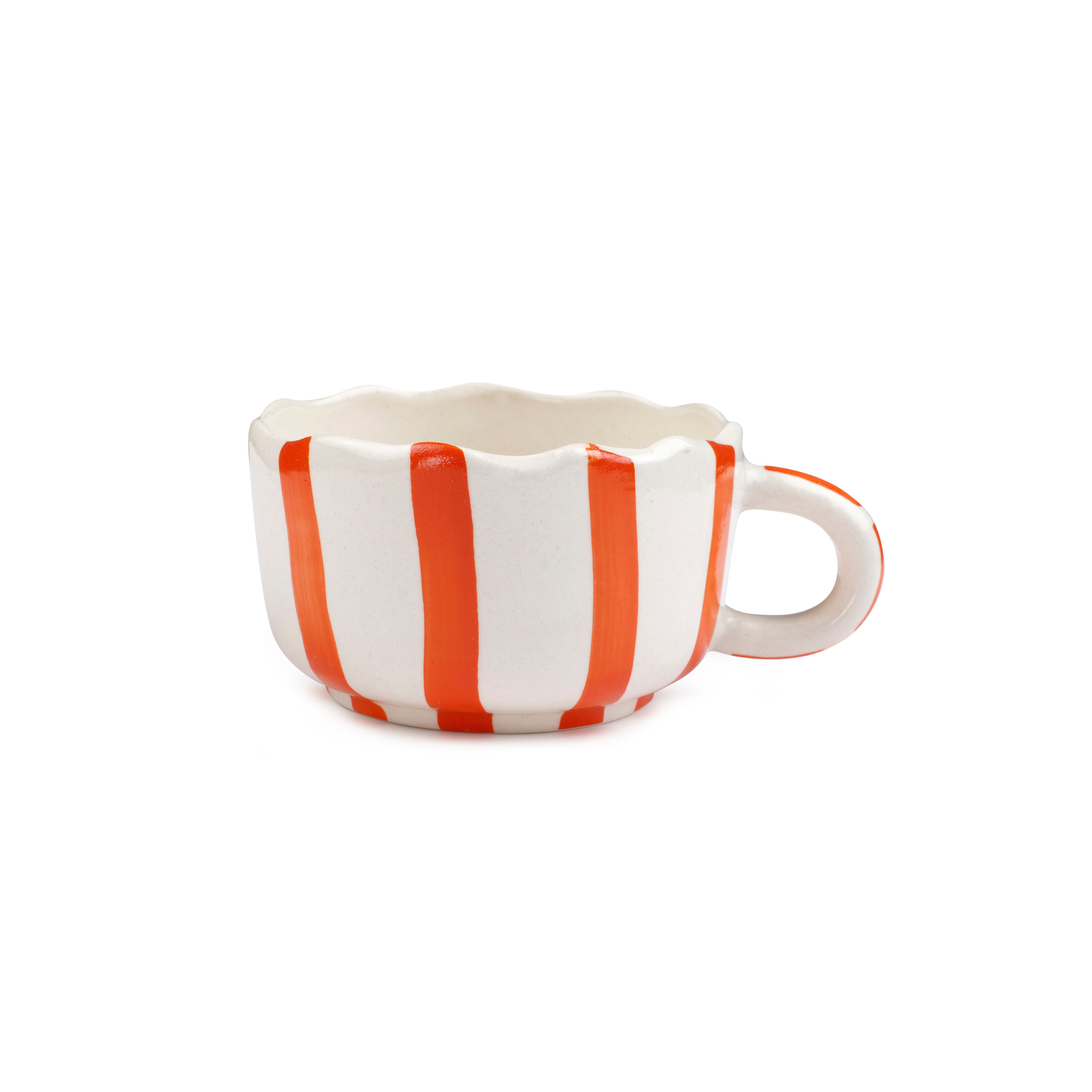 Ceramic Wavy Orange Coffee Cup , 2.9 x 3.9 Inches (SET OF 2)