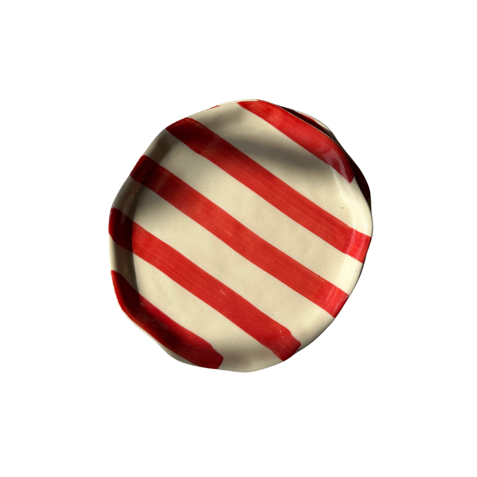 Ceramic Red Stripe Plate, 6.3x6.3 Inches (Set of 4)