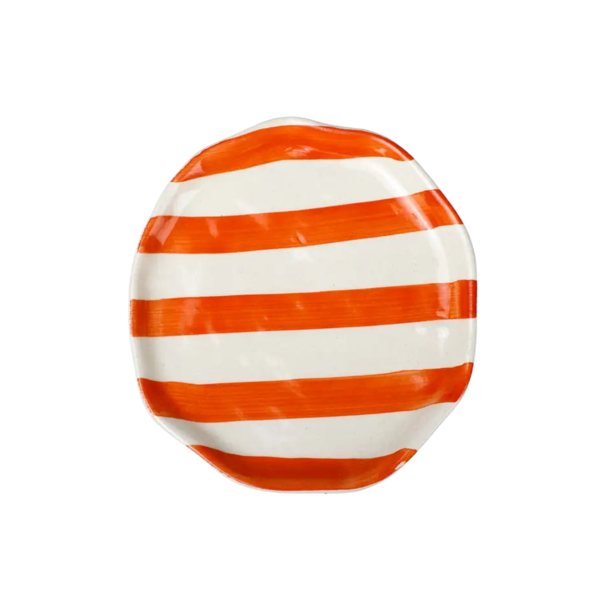 Ceramic Orange Stripe Plate, 6.3x6.3 Inches (Set of 4)