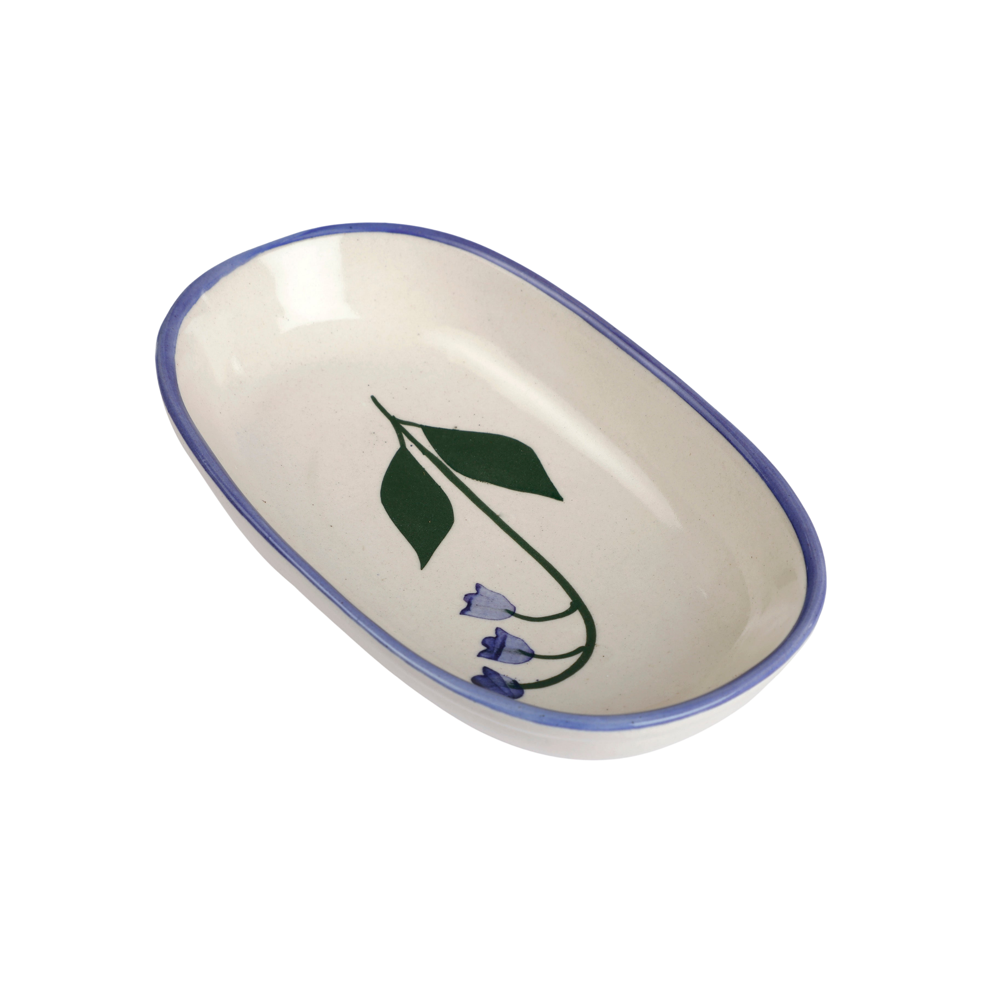 Handmade Ceramic Serving Bowl - Blue Bell , 1.5 x 8 x 4 Inches - Set of 4