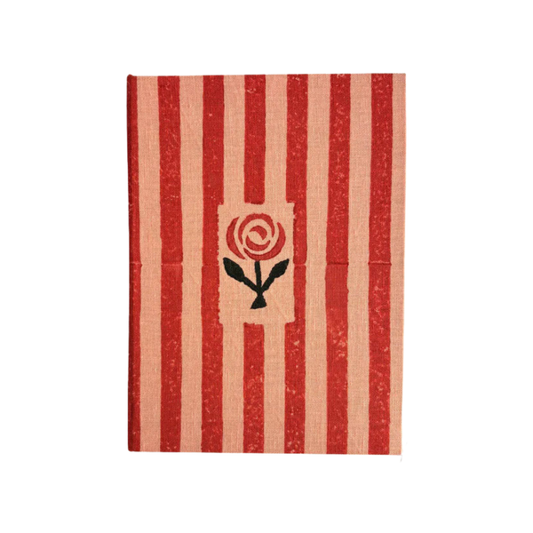 Handmade Paper Journal Notebook, Pink & Red Stripe - A5