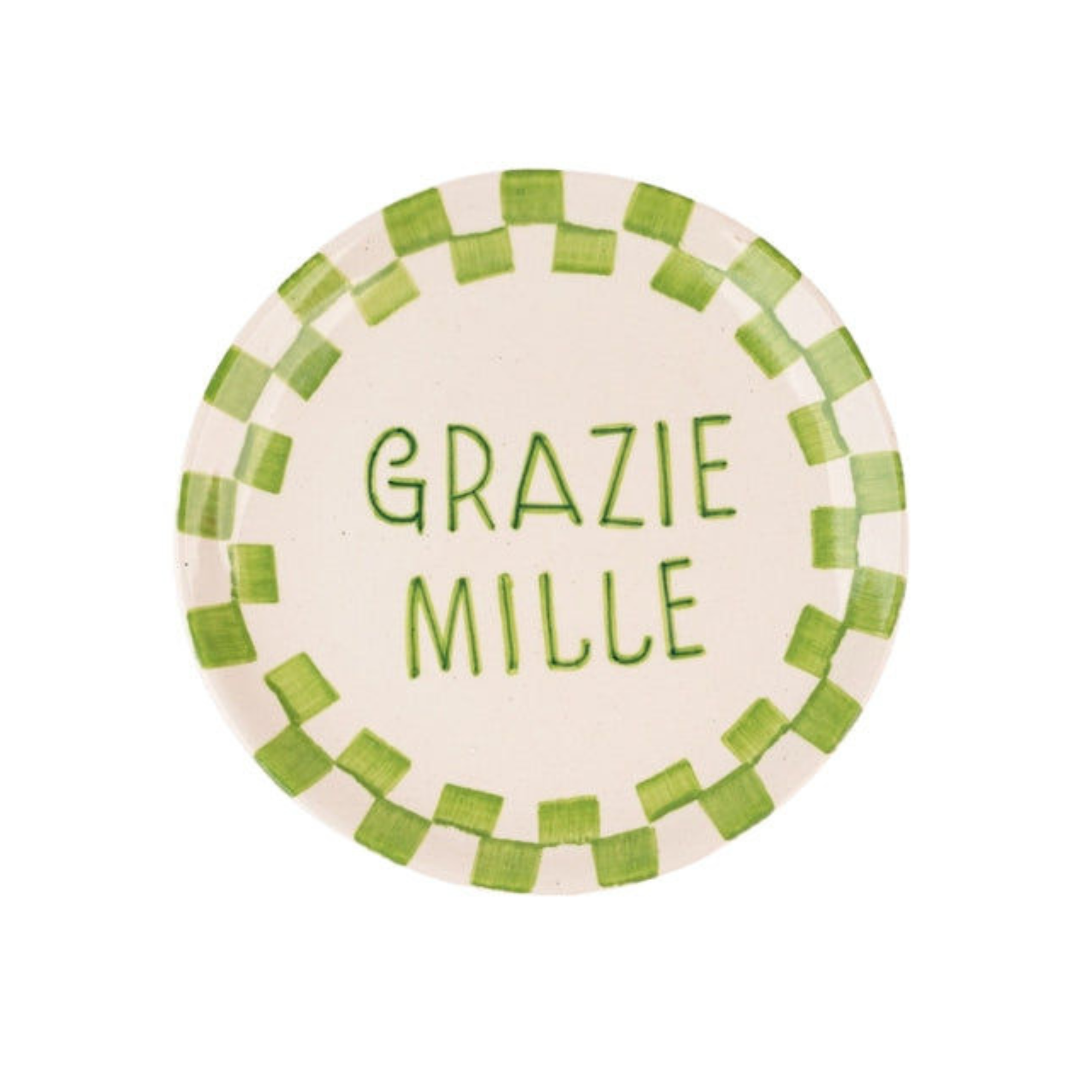 Grazie Mille Green Ceramic Snack Plate , 7x7 Inches (Set of 2)