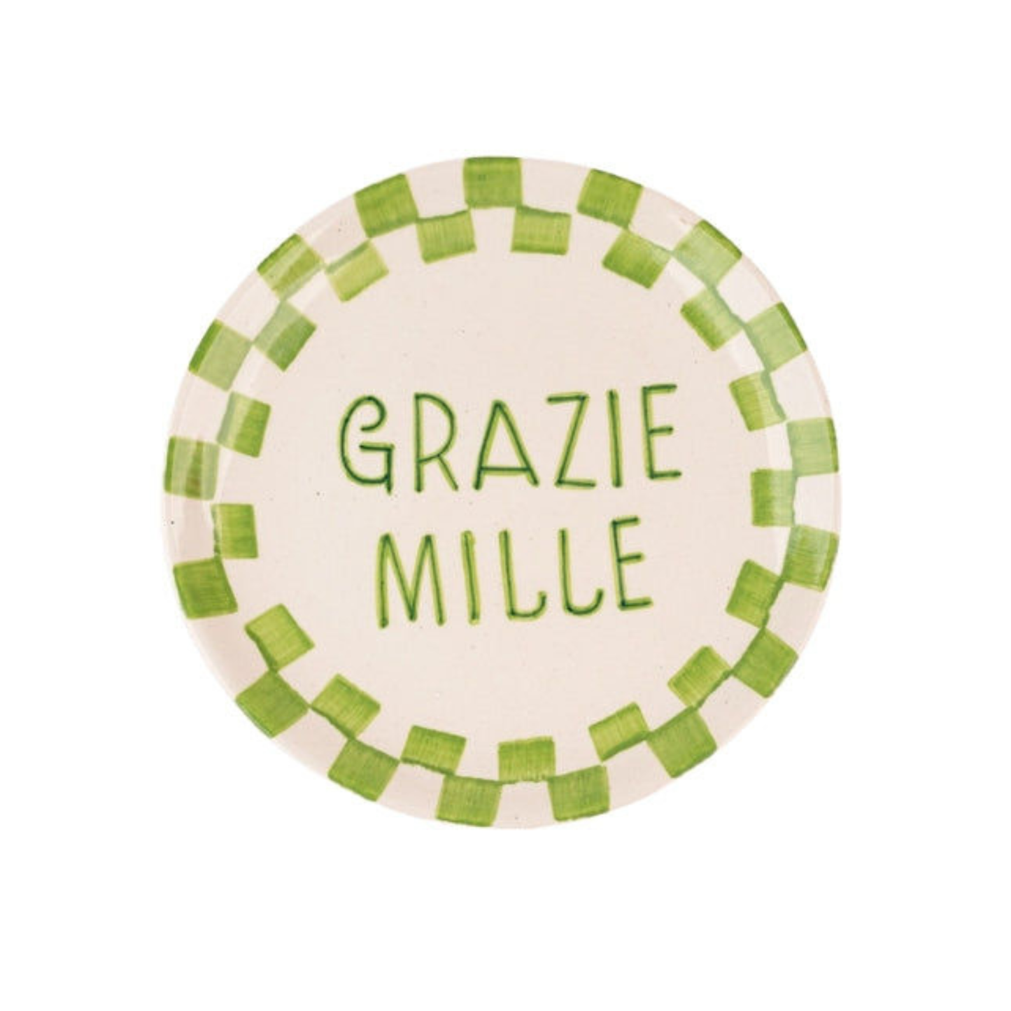 Grazie Mille Green Ceramic Snack Plate , 7x7 Inches (Set of 2)