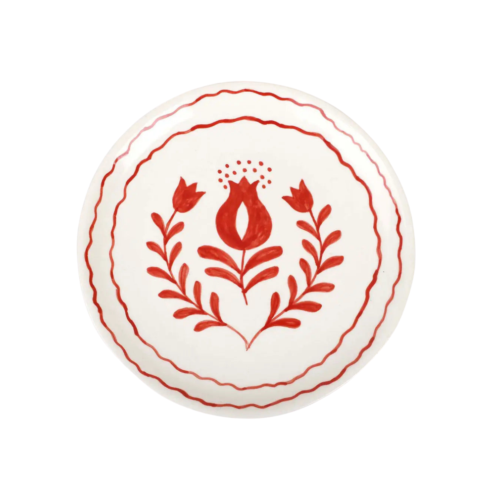 Red Anaar Snack Plate , 7x7 Inches (Set of 2)