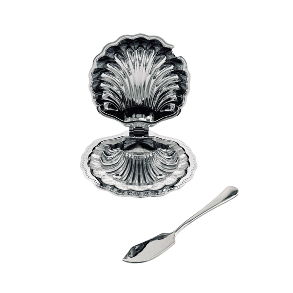 A Shell Butter Dish in Stainless Steel