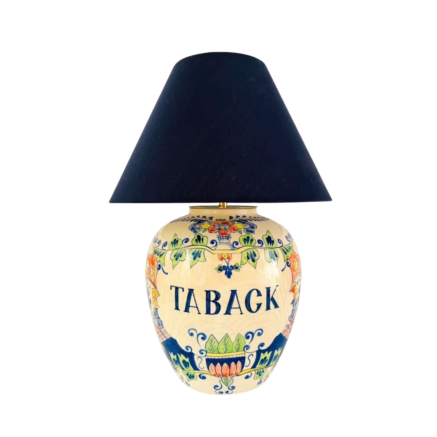 Large Antique Delft Tobacco Lamp