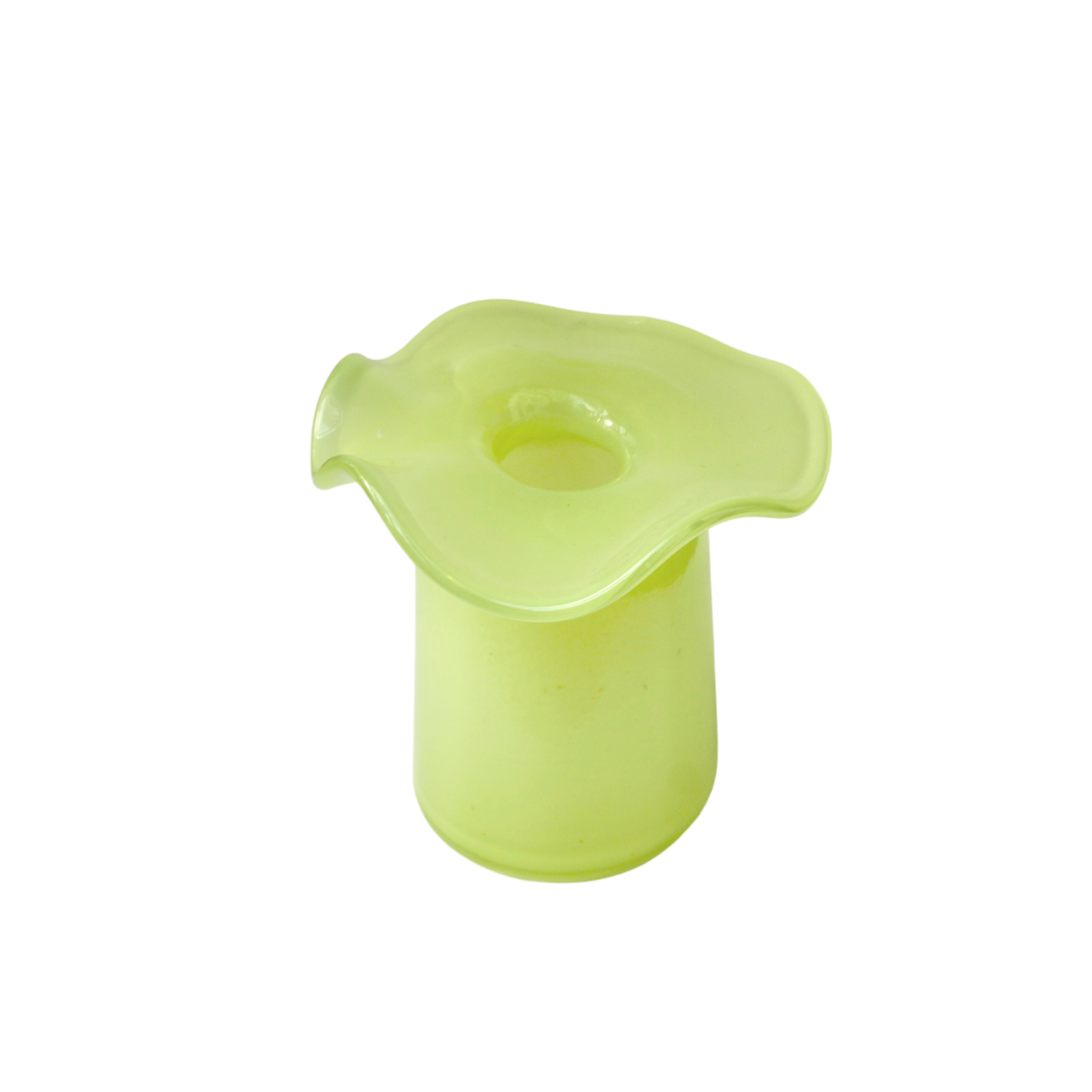 Handmade Ruffle Glass Bud Vase, Light Green