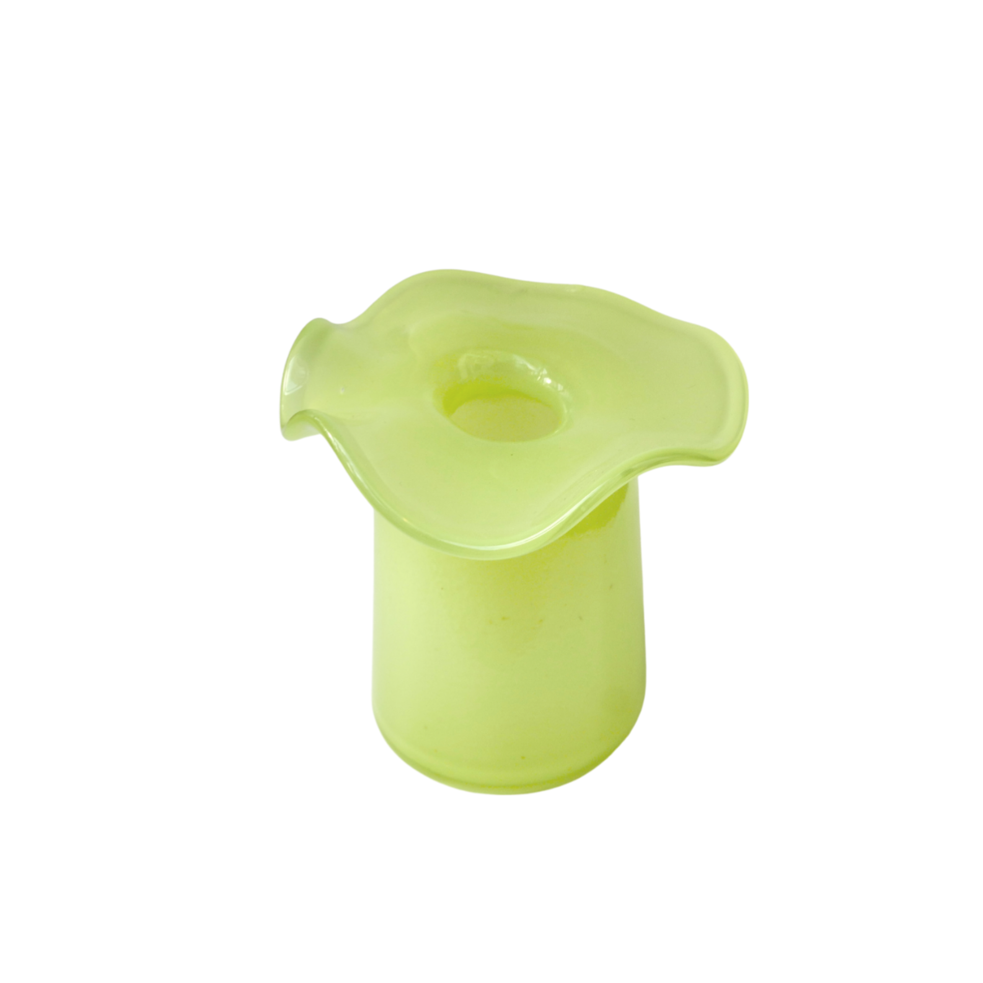Handmade Ruffle Glass Bud Vase, Light Green