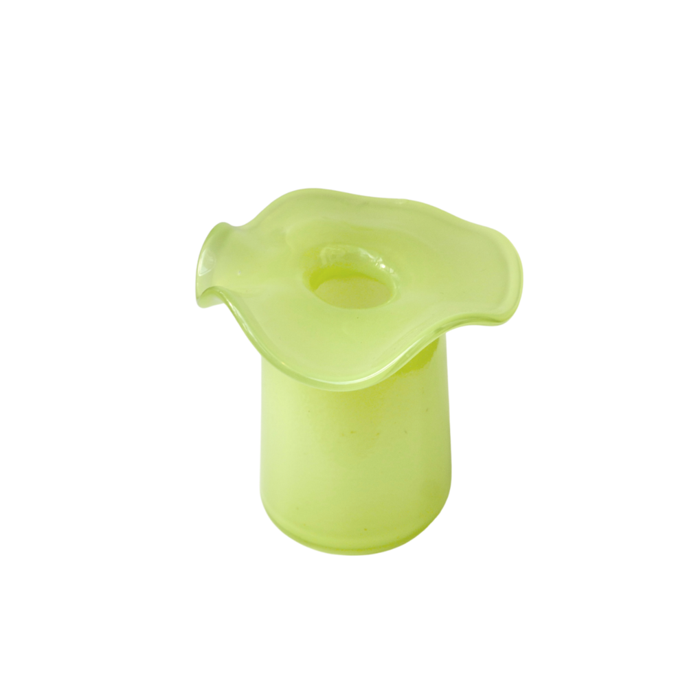 Handmade Ruffle Glass Bud Vase, Light Green