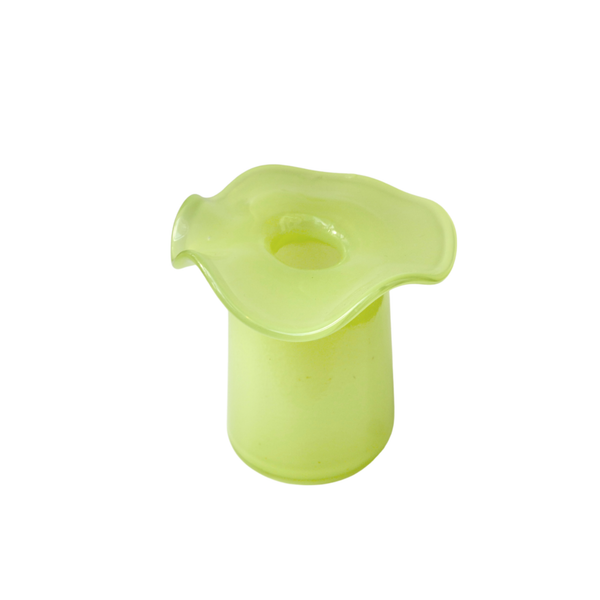 Handmade Ruffle Glass Bud Vase, Light Green