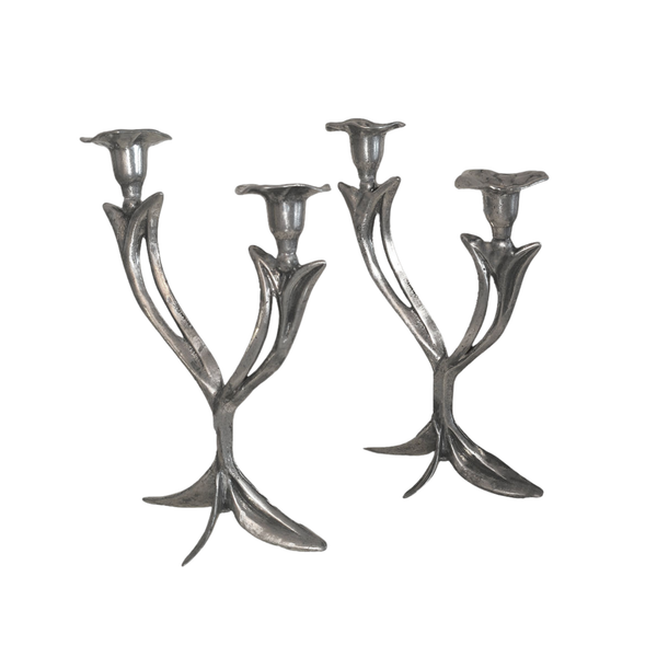Pair of Art Nouveau Floral Candle Holders