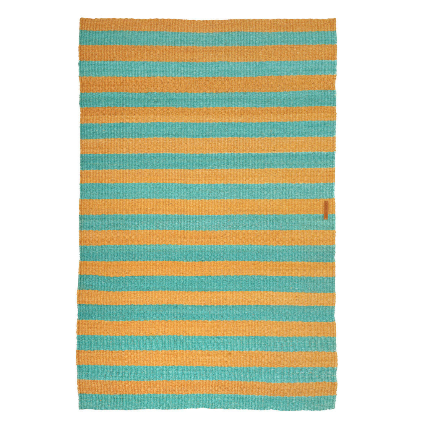 MSHALE: Golden Yellow & Turquoise Striped Woven Sisal Rug