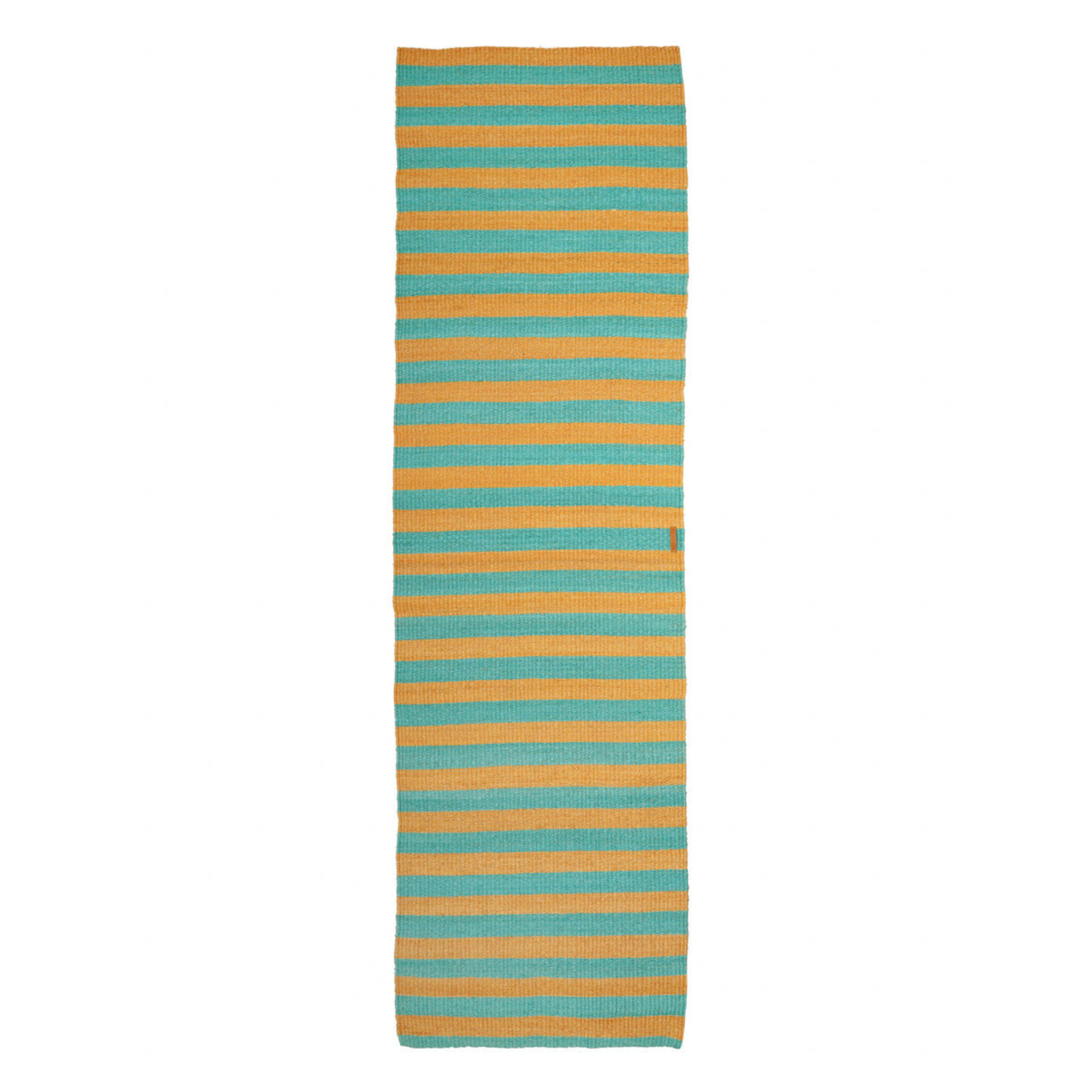 MSHALE: Golden Yellow & Turquoise Striped Woven Sisal Runner