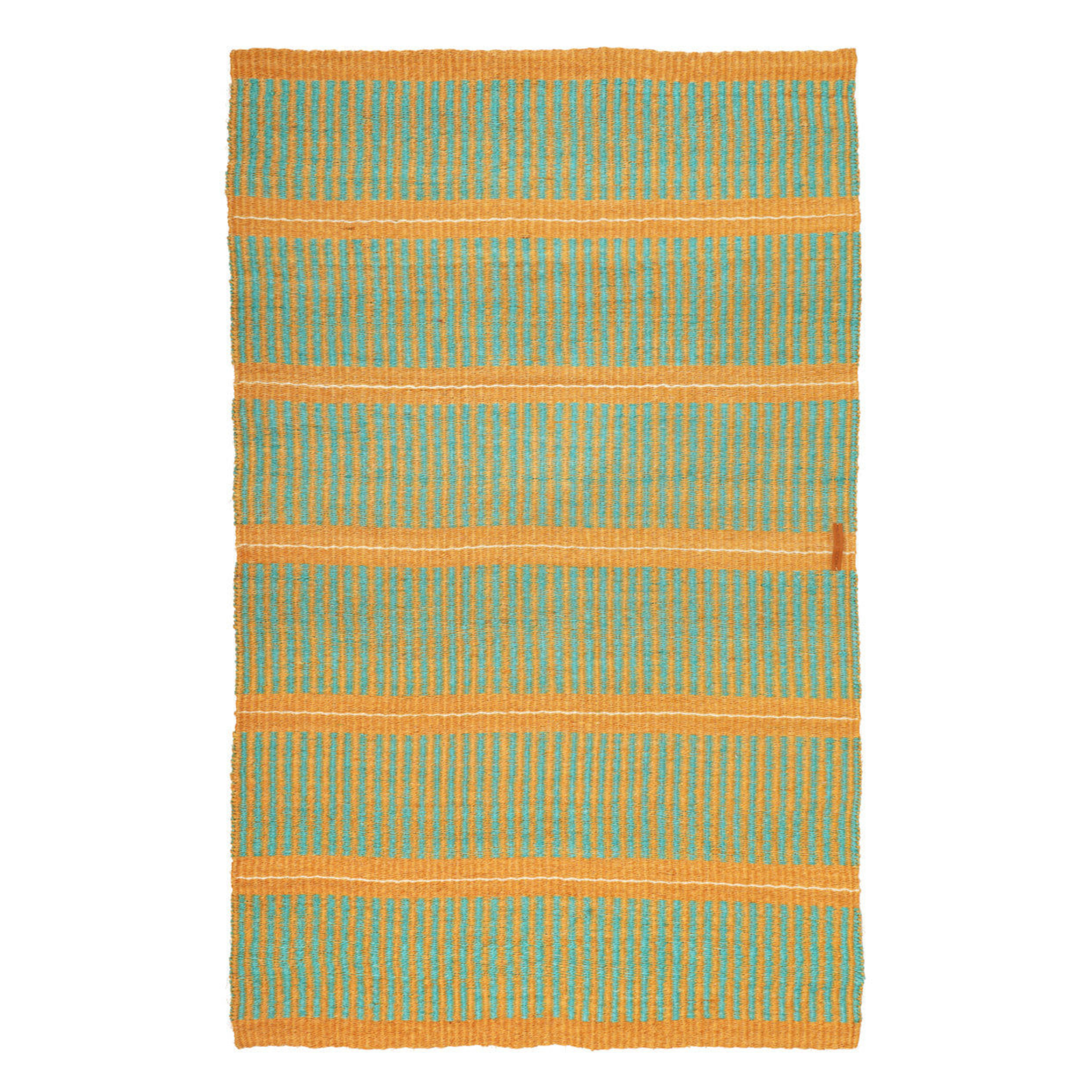 GALANA: Small Mustard & Turquoise Woven Sisal Rug