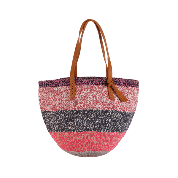 PESA: Handwoven Red, Black & Pink Wool Tote Bag
