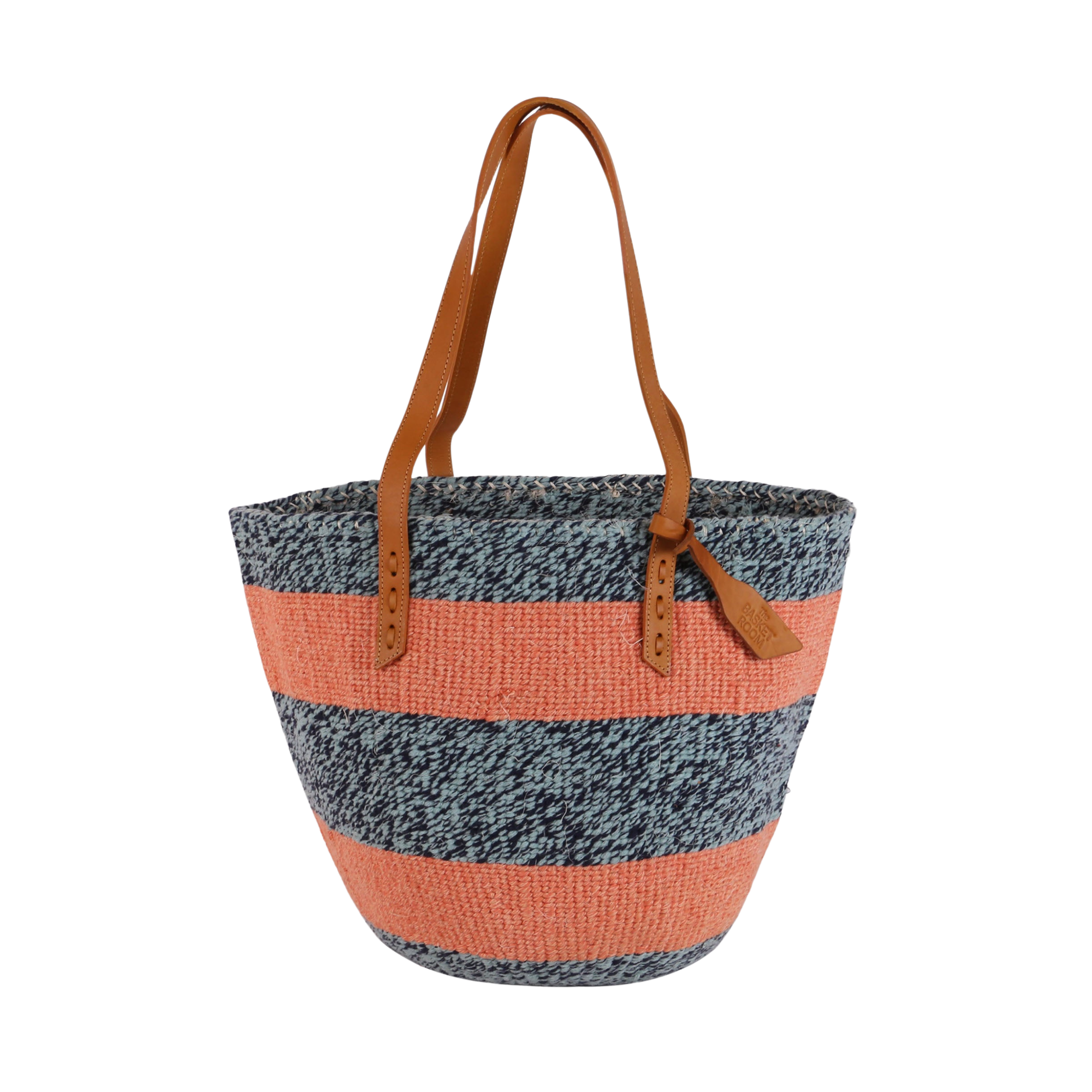 PENZI: Handwoven Orange, Blue & Black Wool Tote Bag