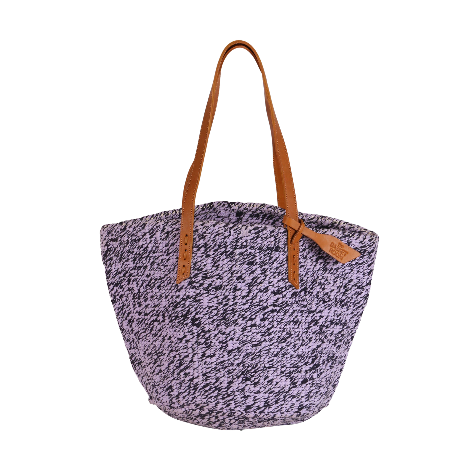 SEHEMU: Handwoven Lilac & Blacked Speckled Wool Tote Bag