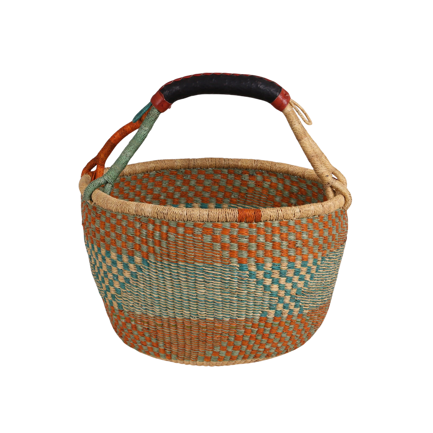 BUBUNE: Turquoise and Orange Market Basket