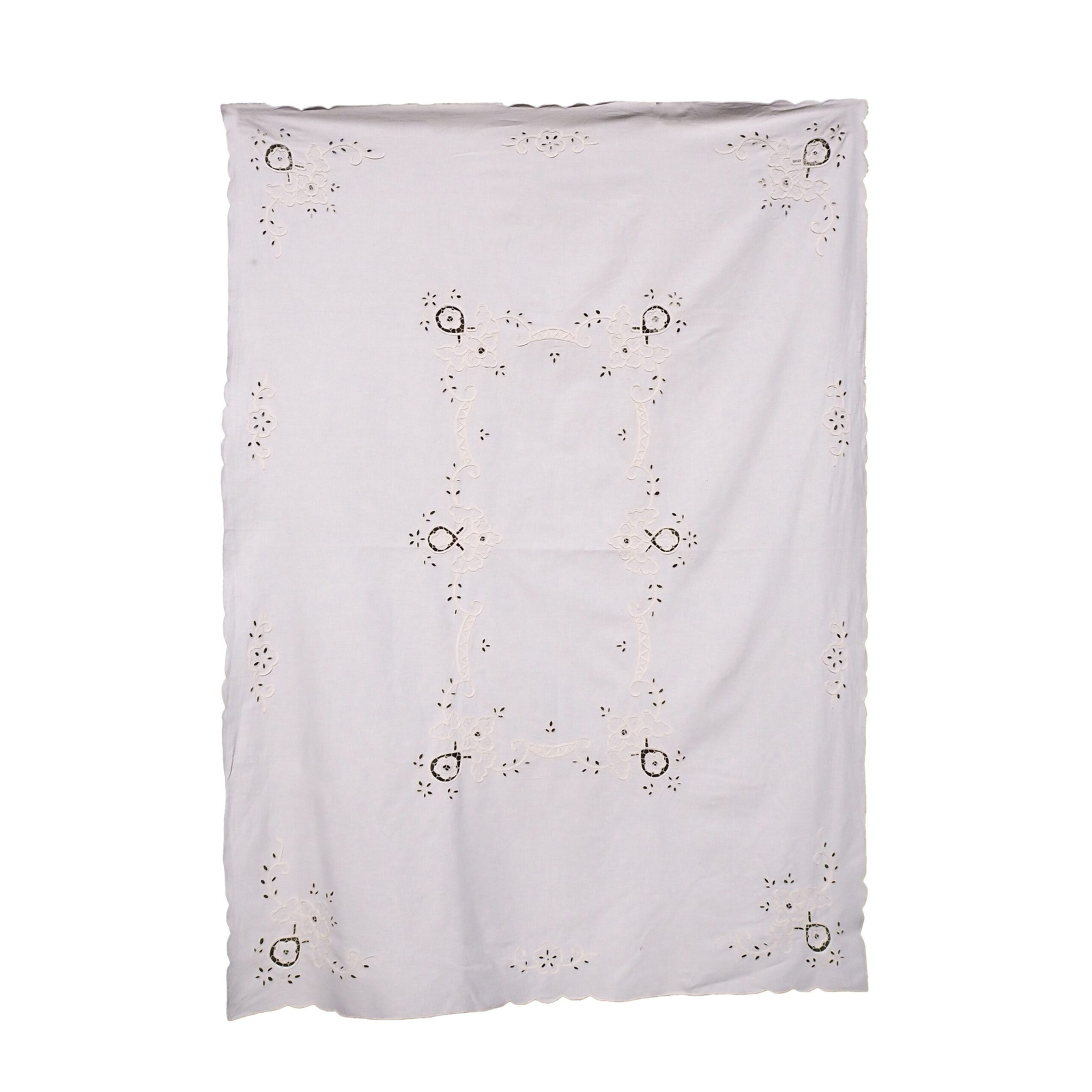 Antique Broderie Anglaise Tablecloth