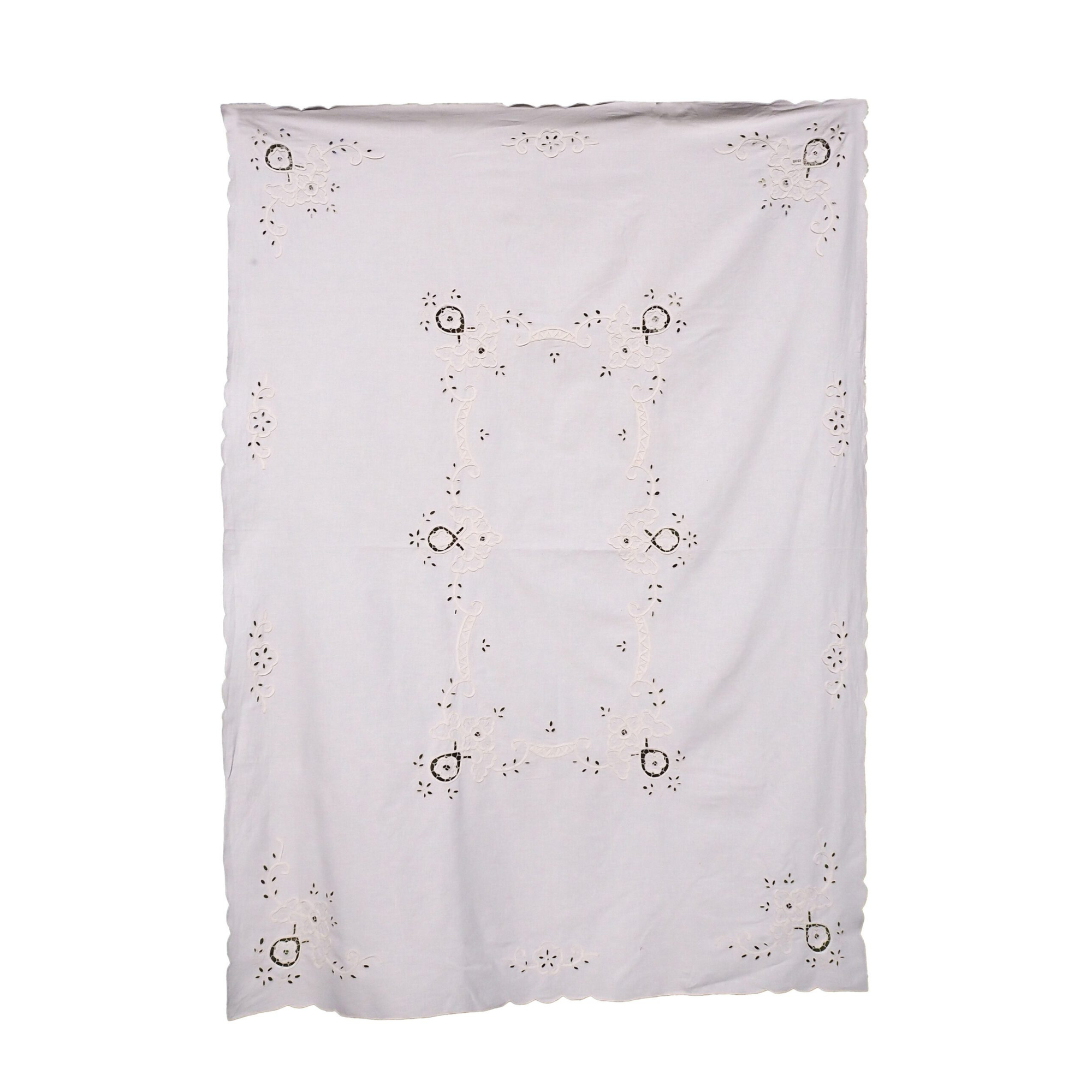 Antique Broderie Anglaise Tablecloth
