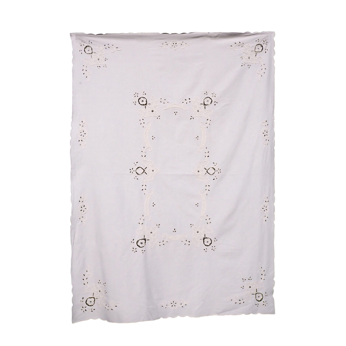 Antique Broderie Anglaise Tablecloth