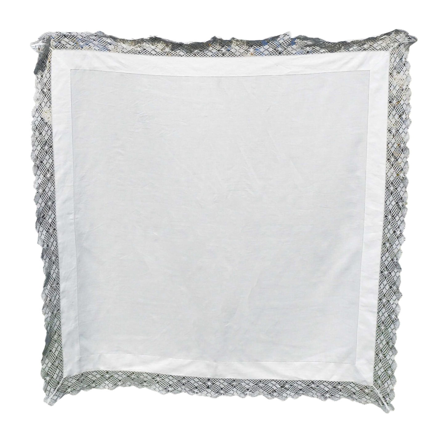 Antique Linen Lace Edged Tablecloth