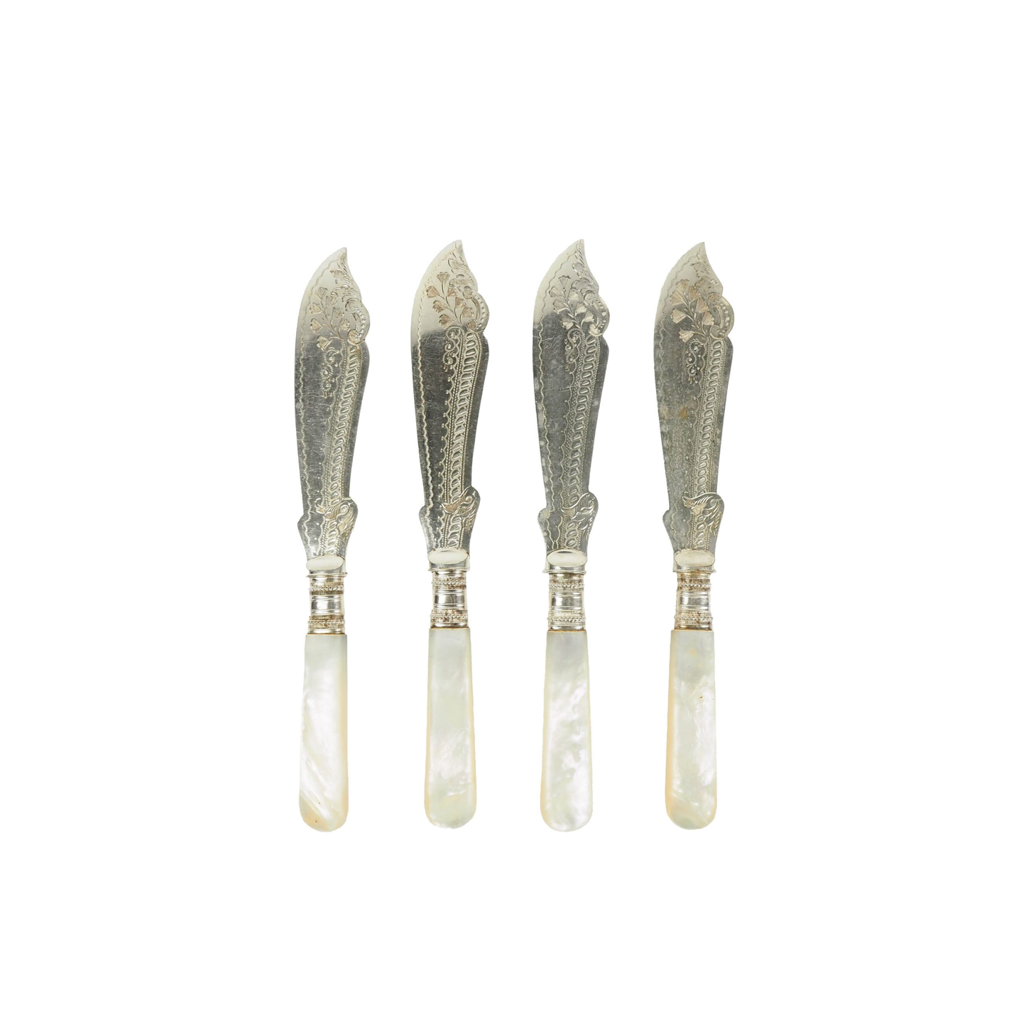 4 Antique Silver Plate Fish Knives