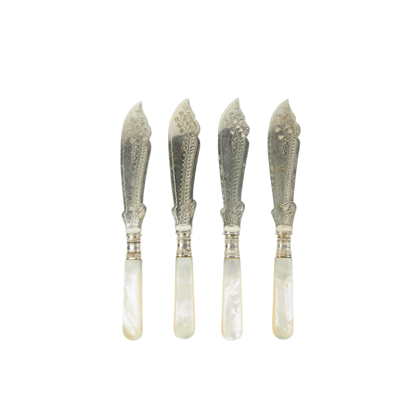 4 Antique Silver Plate Fish Knives