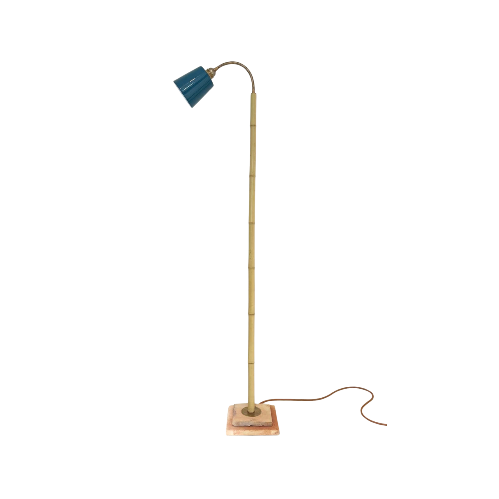 Bamboo and Terracotta Floor Lamp - Blue