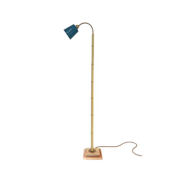 Bamboo and Terracotta Floor Lamp - Blue