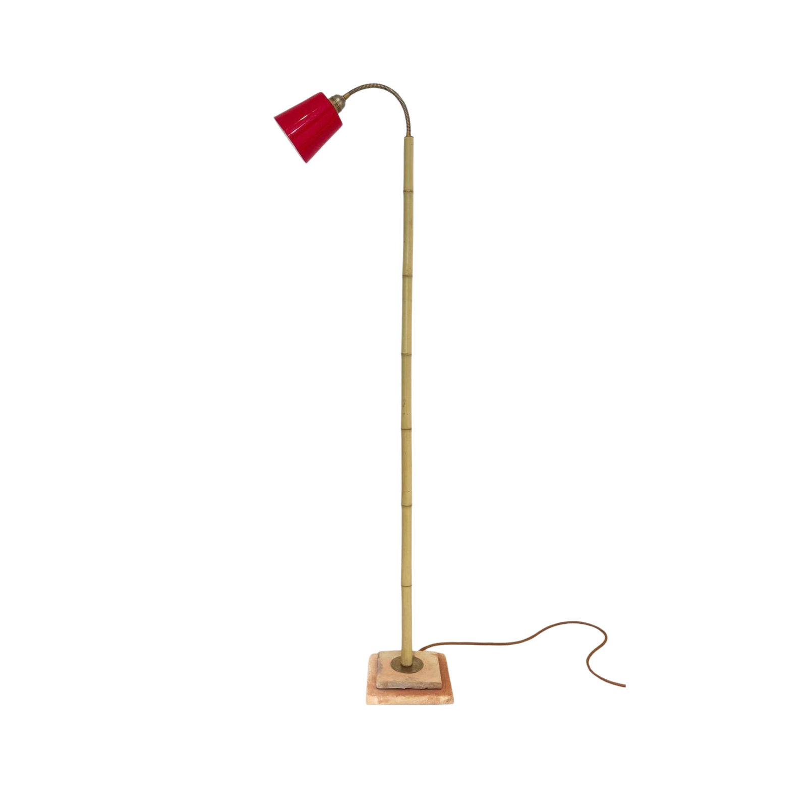 Bamboo and Terracotta Floor Lamp - Red