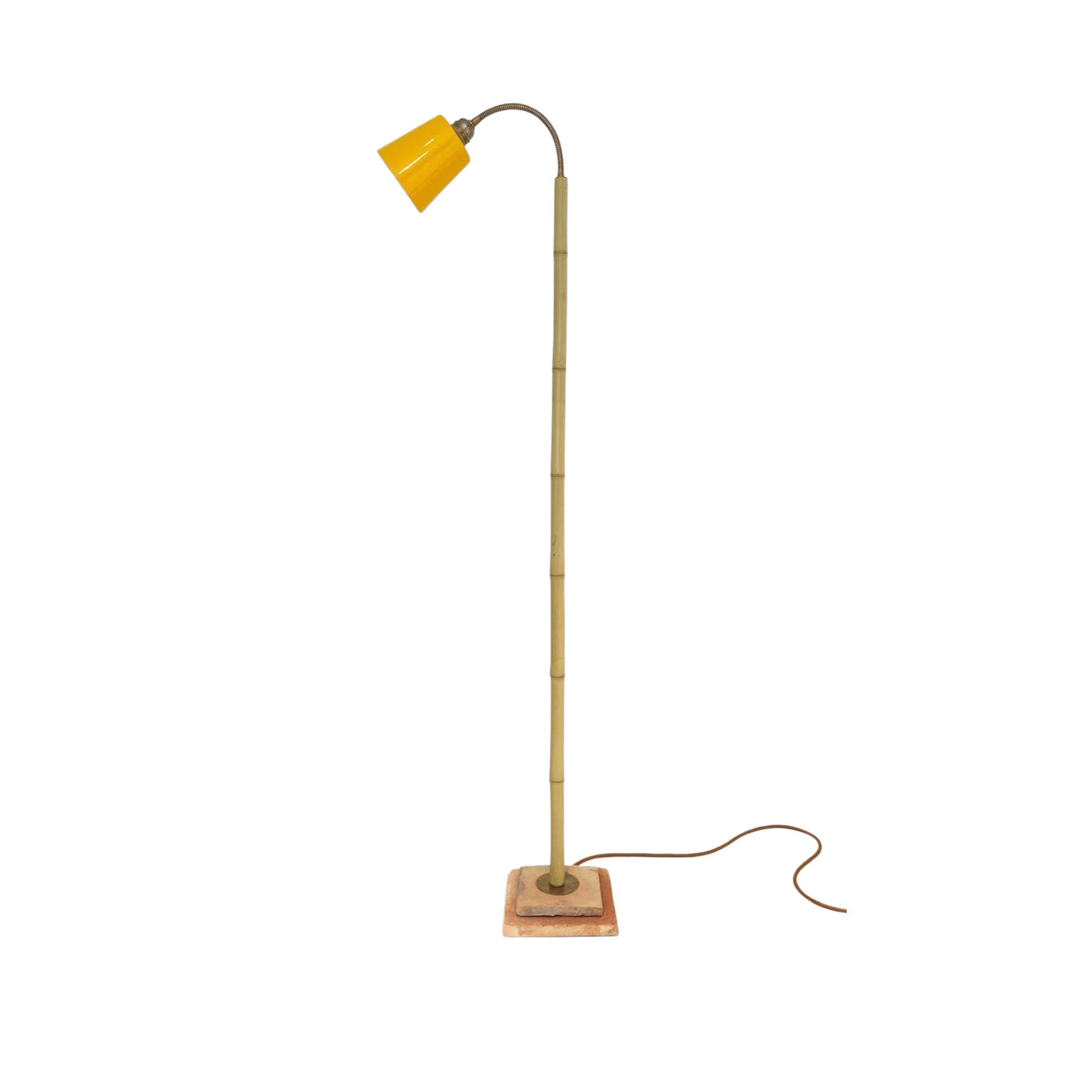 Bamboo and Terracotta Floor Lamp - Yellow