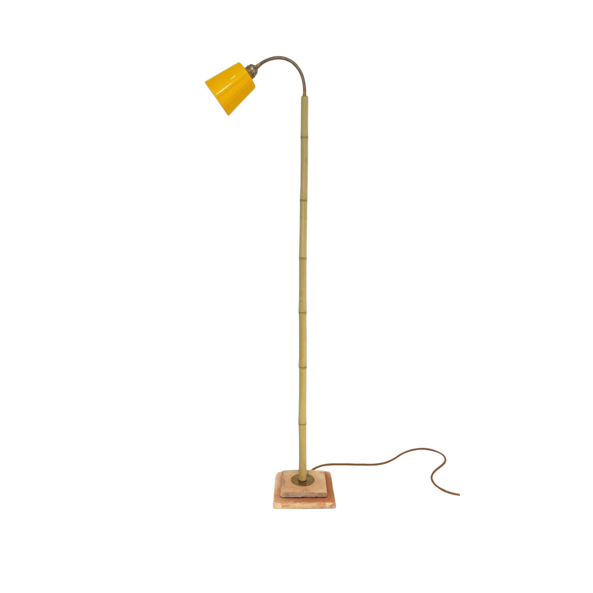 Bamboo and Terracotta Floor Lamp - Yellow