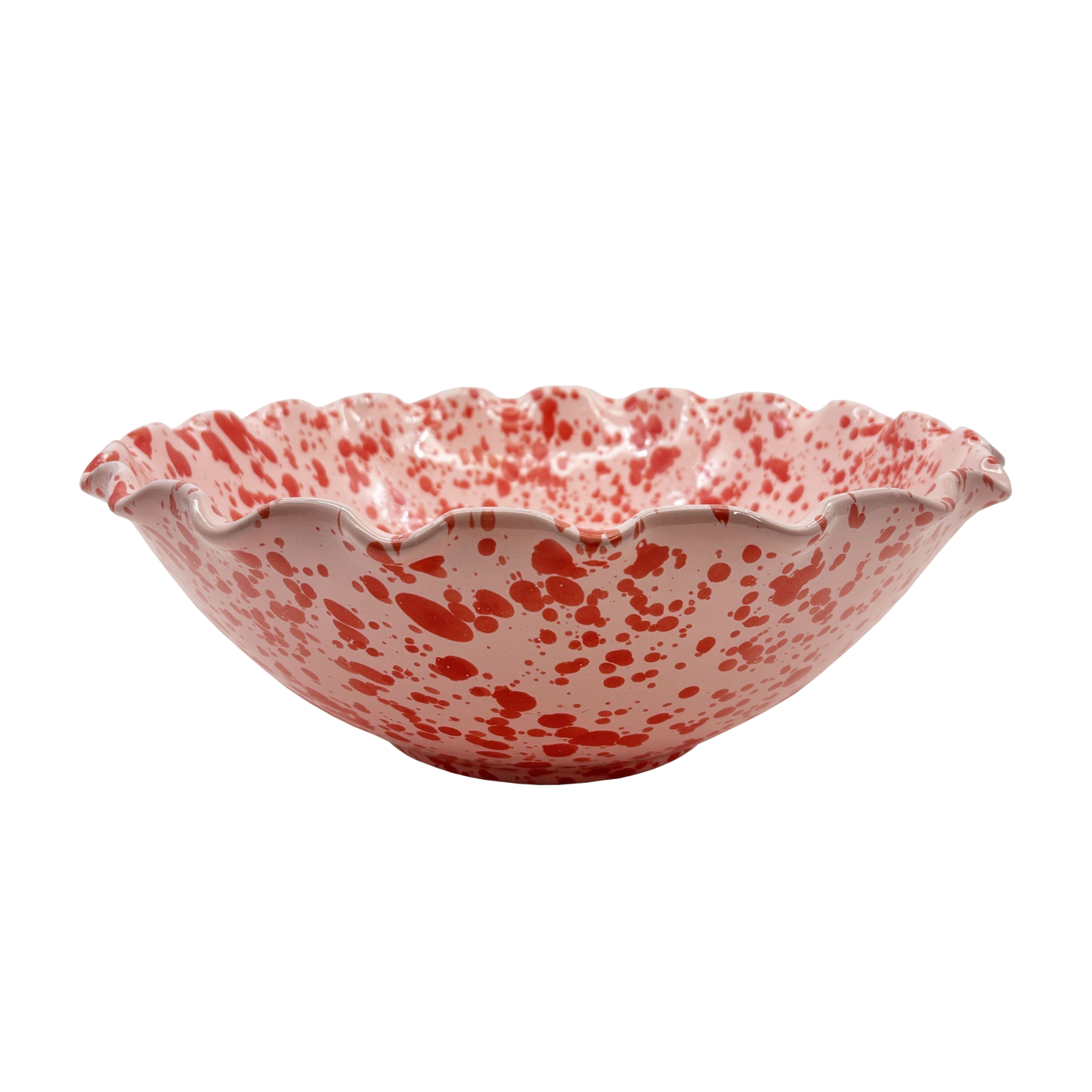 Large Splatterware Wavy Bowl