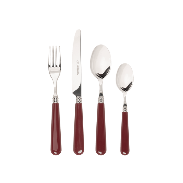 16-Piece Burgundy Cutlery Set