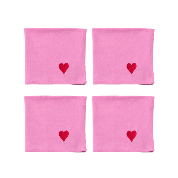 Napkin 4 pcs Pink Hearts