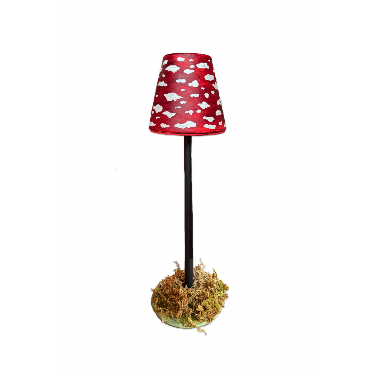 Mushroom Table LED Lamp On a Moss Bed