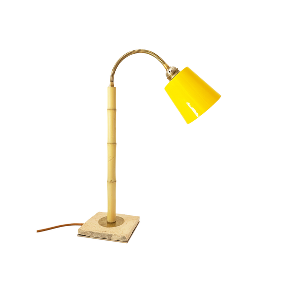 Bamboo and Terracotta Table Lamp - Yellow