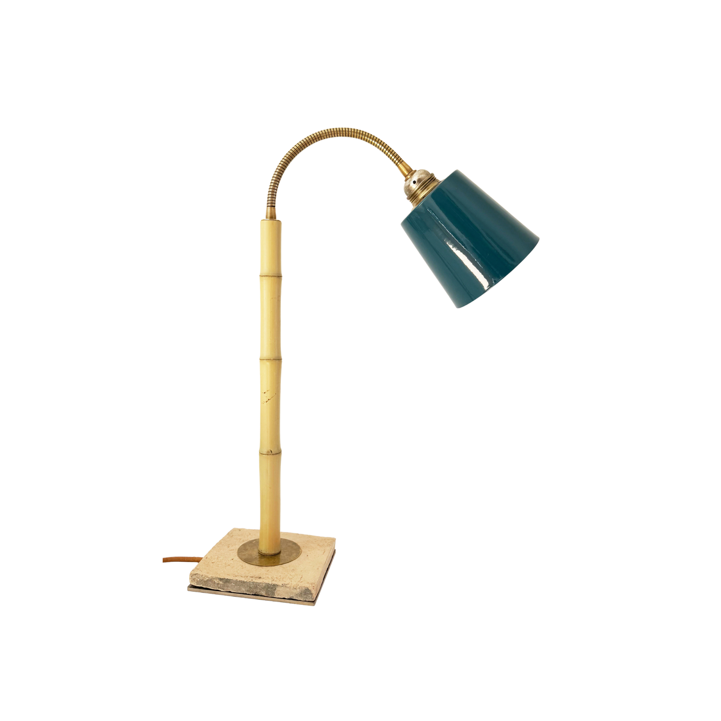 Bamboo and Terracotta Table Lamp - Blue