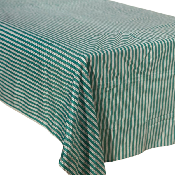 Green Striped Tablecloth